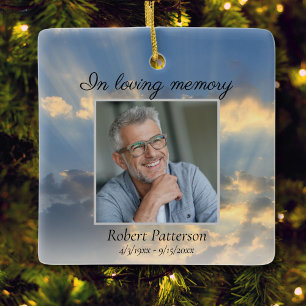 Beautiful Sky, In Loving Memory Memorial Photo Ceramic Ornament