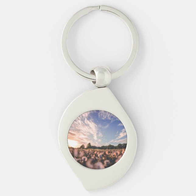 beautiful sky over the plain key ring (Front)