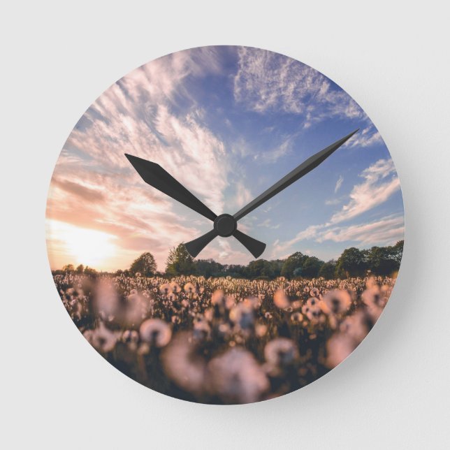 beautiful sky over the plain round clock (Front)