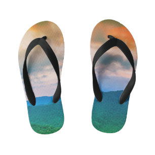 Beautiful sky,red clouds kid's flip flops