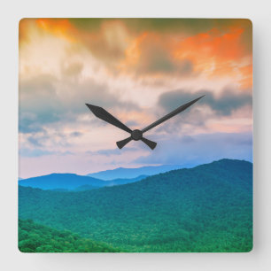 Beautiful sky,red clouds square wall clock