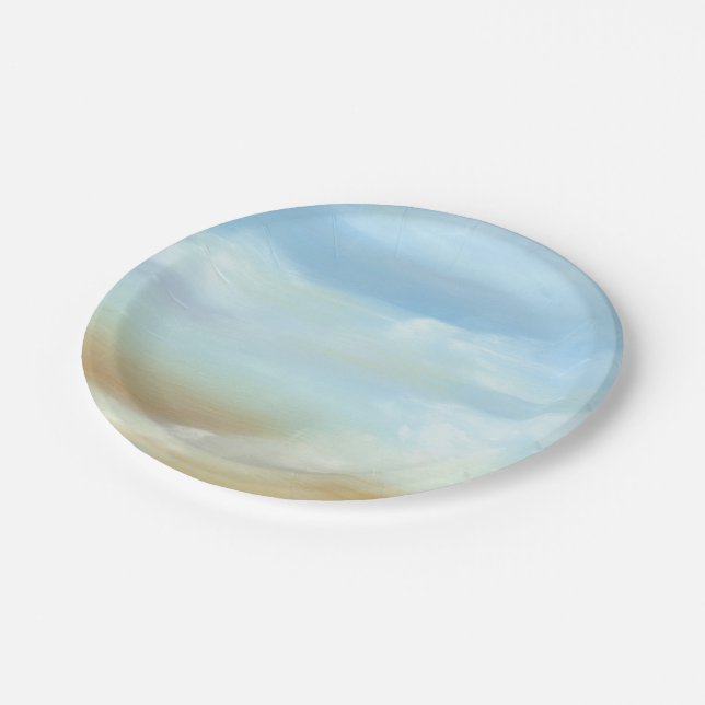 Beautiful Skyscape with Fluffy Clouds Paper Plate (Angled)