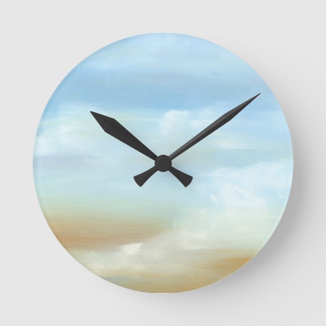 Beautiful Skyscape with Fluffy Clouds Round Clock (Front)