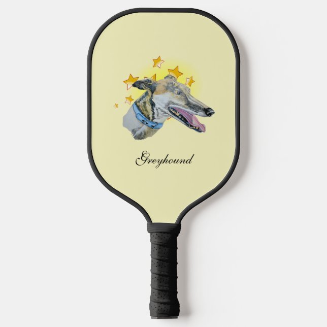 Beautiful Sleek Greyhound is a Star    Pickleball Paddle (Front)