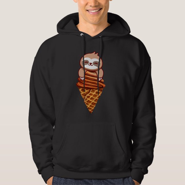 Beautiful Sloth And Ice Cream Cone Art Hoodie (Front)