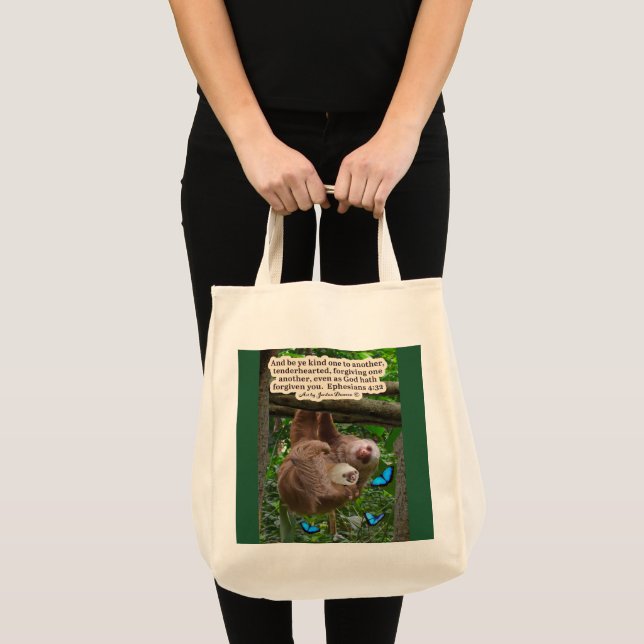 Beautiful Sloth Scripture: Ephesians 4:32 Tote Bag (Front (Product))