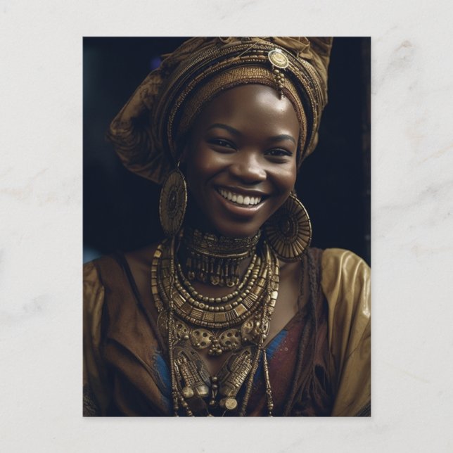 Beautiful Smiling African Woman Postcard (Front)