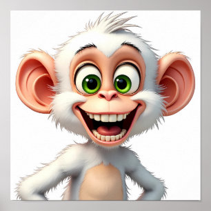 Beautiful smiling white monkey poster