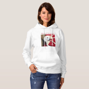 Beautiful Smiling White Puppy Dog Christmas Hoodie