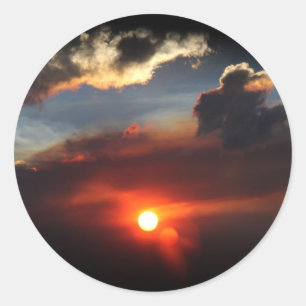 beautiful smokey sunset photo classic round sticker