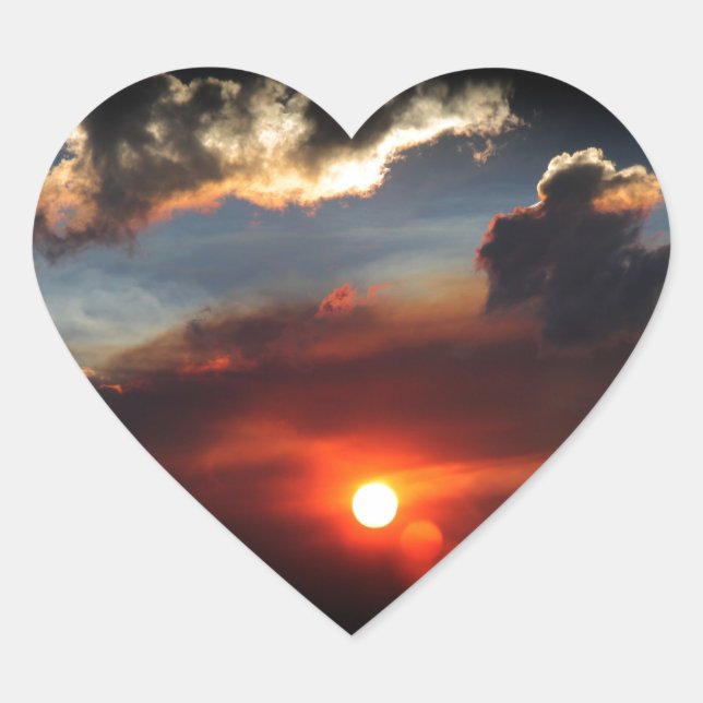 beautiful smokey sunset photo heart sticker (Front)