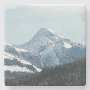 Beautiful Snow Covered Mountains Stone Coaster