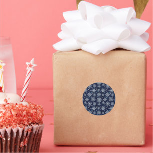 beautiful snow crystal pattern classic round sticker