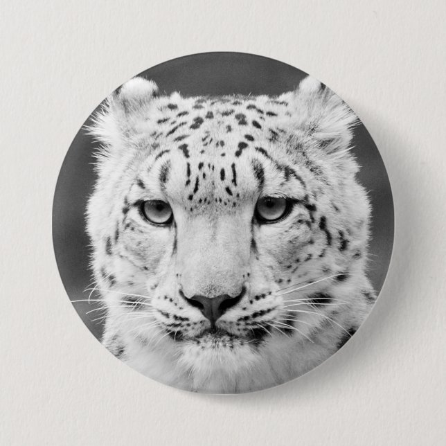 Beautiful Snow Leopard Black and White Portrait 7.5 Cm Round Badge (Front)