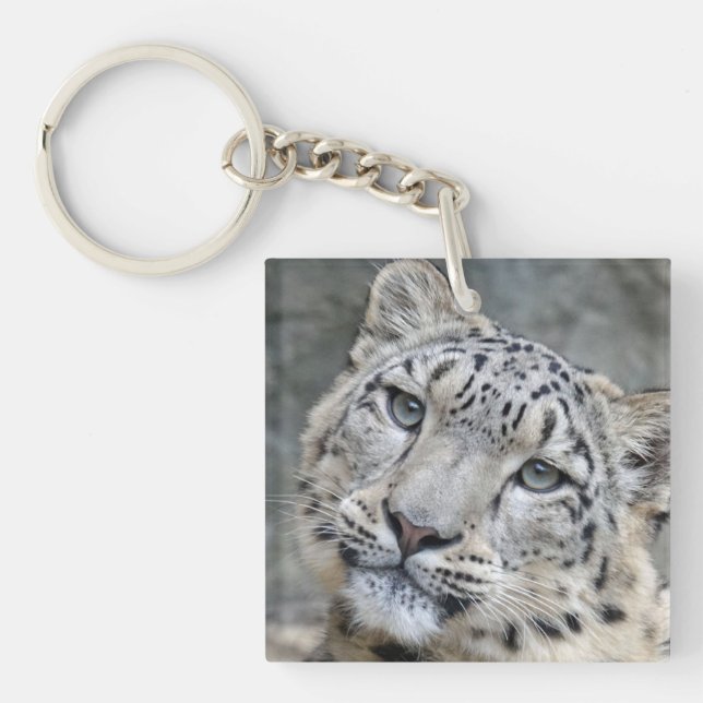 Beautiful Snow Leopard Key Ring (Front)