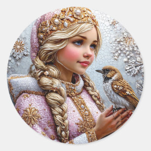 Beautiful Snow Maiden Classic Round Sticker