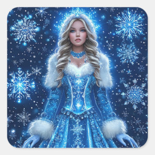 Beautiful Snow Maiden Square Sticker