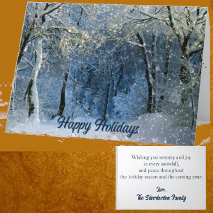 Beautiful Snow Woods Happy Holidays Winter Scenic Holiday Card