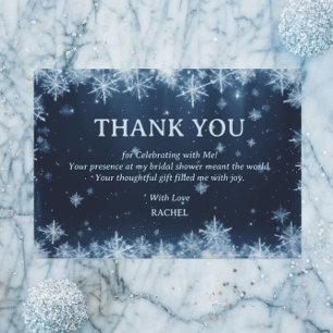 Beautiful Snowflake Blue Winter Bridal Shower Thank You Card