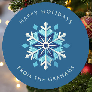 Beautiful Snowflake Christmas Holiday Classic Round Sticker