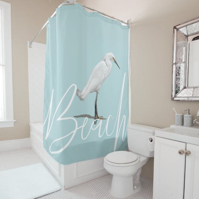 Beautiful Snowy Egret  Shower Curtain (In Situ)