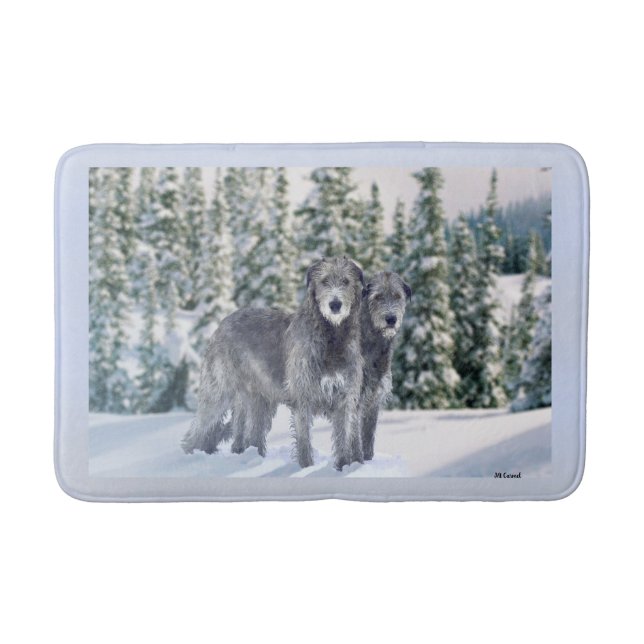Beautiful Snowy Irish Wolfhound Scene Bath Mat (Front)