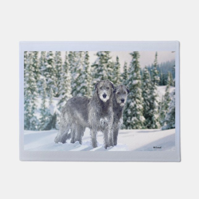 Beautiful Snowy Irish Wolfhound Scene Doormat (Front)