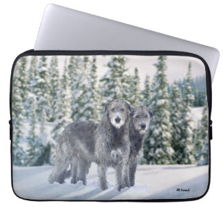Beautiful Snowy Irish Wolfhound scene  Laptop Sleeve