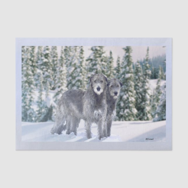 Beautiful Snowy Irish Wolfhound Scene Tissue Paper (Front)