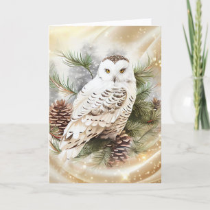 Beautiful Snowy Owl Christmas Holiday Card