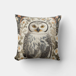 Beautiful Snowy Owl William Morris Inspired Cushion