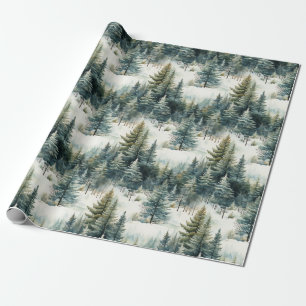 Beautiful Snowy Pine Forest Christmas Wrapping Paper