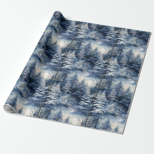 Beautiful Snowy Pine Forest Christmas Wrapping Paper