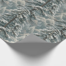 Beautiful Snowy Scotch Pine Wrapping Paper