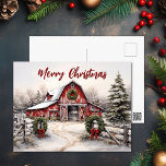 Beautiful Snowy Winter Rustic Red Barn Christmas Holiday Postcard<br><div class="desc">Send warm wishes and rustic charm with our Beautiful Snowy Winter Rustic Red Barn Christmas Holiday Postcard. This picturesque card features a snowy red barn nestled in a tranquil winter landscape,  invoking the spirit of the season.</div>