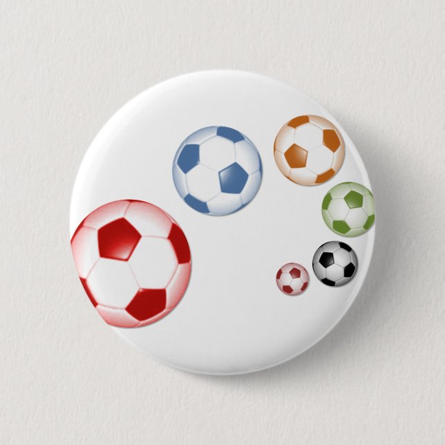 Beautiful soccer (football) set of balls 6 cm round badge (Front)