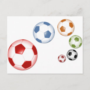 Beautiful soccer or football set of balls postcard