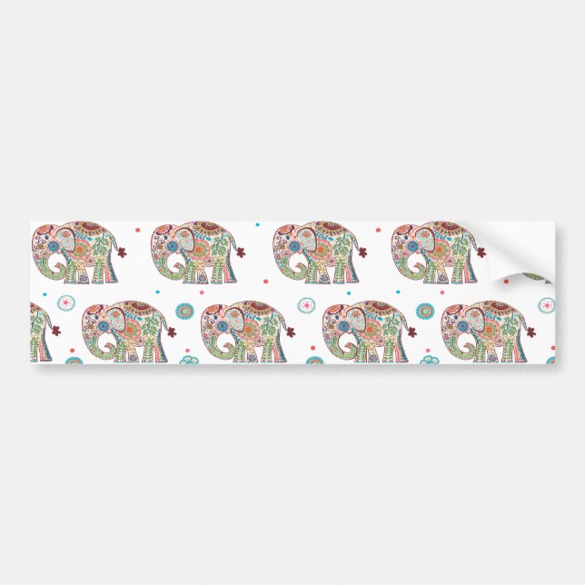 Beautiful soft and colourful elephants flowers bumper sticker (Front)