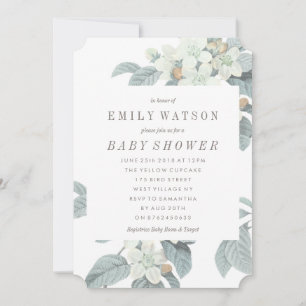 Beautiful Soft Blue Flower Baby Shower Invitation