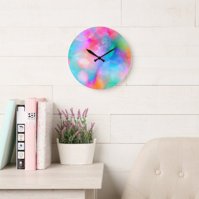 Beautiful Soft Colourful Rainbow   Large Clock (Reading Room)