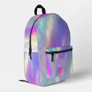 Beautiful Soft Holographic Rainbow Printed Backpack