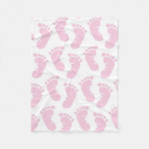 Beautiful Soft Pink Baby Footprints Fleece Blanket