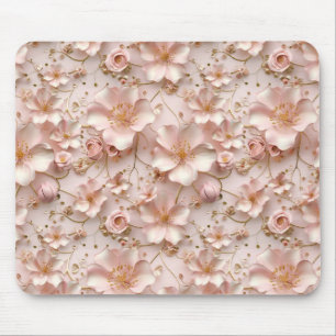 Beautiful Soft Pink Pastel Floral Mouse Mat