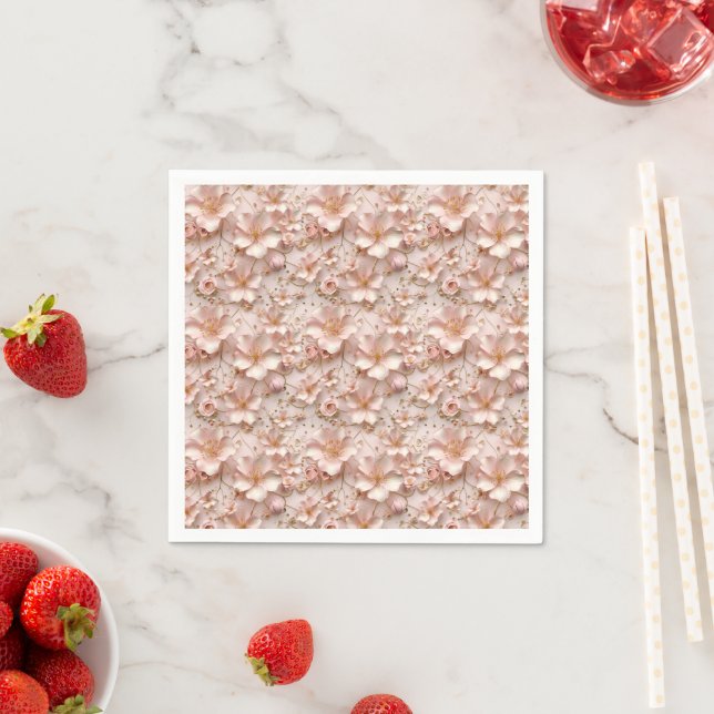 Beautiful Soft Pink Pastel Floral Napkin (Insitu)