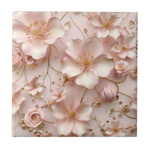 Beautiful Soft Pink Pastel Flowers Tile