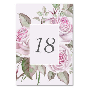 Beautiful Soft Purple Roses Wedding Table Number