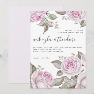 Beautiful Soft Purple Watercolor Roses Invitation