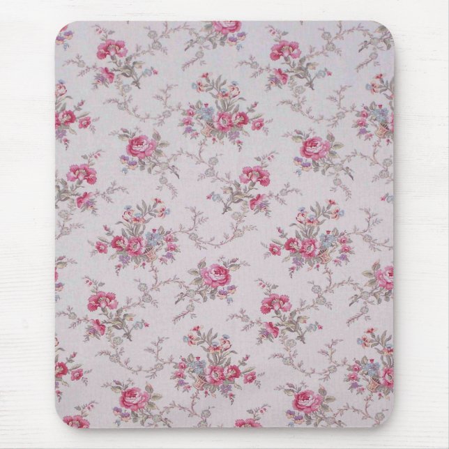 Beautiful soft vintage roses and leaves mouse mat (Front)
