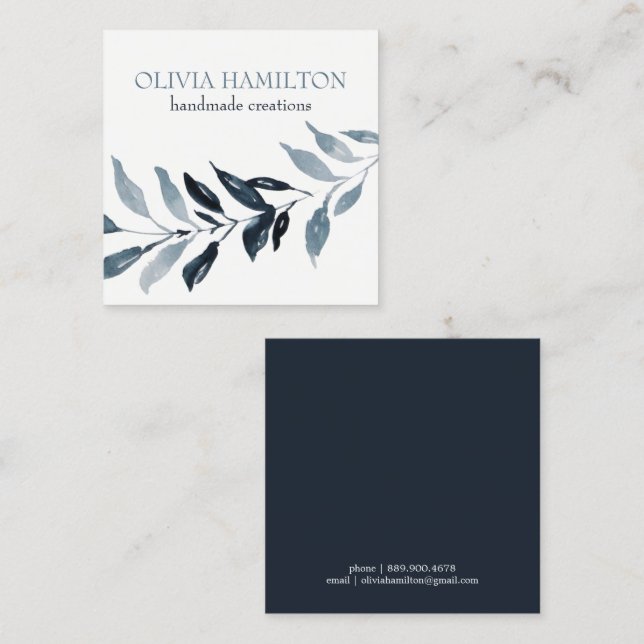 Beautiful Soft Watercolour Blue Foliage  Calling Card (Front/Back)