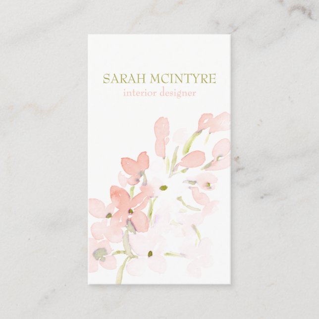 Beautiful Soft Watercolour Pink Blossoms Calling Card (Front)